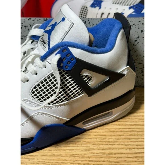 Nike Air Jordan 4 Retro Mid Motorsports 308497-117 Mens SZ 10 White Blue Sneaker - Picture 9 of 12